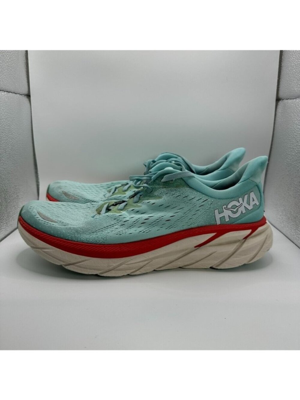 Hoka One One W Clifton 8 Shoes Womens Size 10.5B Blue Red Running Cushioned - Picture 5 of 10